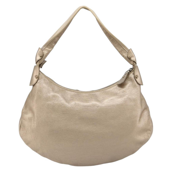 Salvatore Ferragamo Vala Shoulder Bag Leather Champagne Gold Gold Auth 186269A