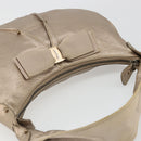 Salvatore Ferragamo Vala Shoulder Bag Leather Champagne Gold Gold Auth 186269A-6