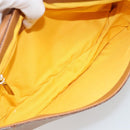 Salvatore Ferragamo Gancini Shoulder Bag Leather Brown Gold Auth 186271A-17