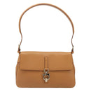 Salvatore Ferragamo Gancini Shoulder Bag Leather Brown Gold Auth 186271A-2