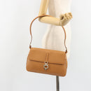 Salvatore Ferragamo Gancini Shoulder Bag Leather Brown Gold Auth 186271A-22