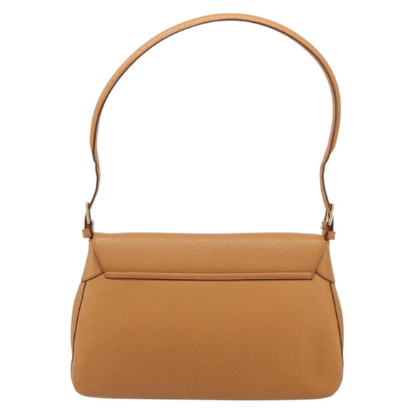 Salvatore Ferragamo Gancini Shoulder Bag Leather Brown Gold Auth 186271A