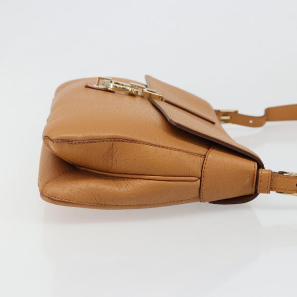 Salvatore Ferragamo Gancini Shoulder Bag Leather Brown Gold Auth 186271A