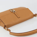 Salvatore Ferragamo Gancini Shoulder Bag Leather Brown Gold Auth 186271A-6