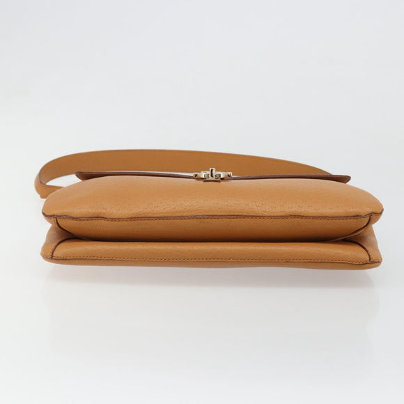 Salvatore Ferragamo Gancini Shoulder Bag Leather Brown Gold Auth 186271A
