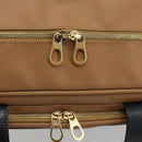 BOTTEGA VENETA Boston Bag PVC Canvas Beige Gold Auth 186272A-10