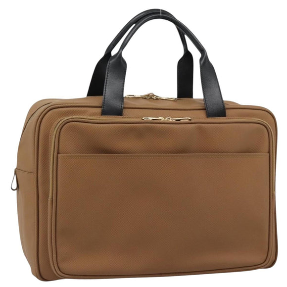 BOTTEGA VENETA Boston Bag PVC Canvas Beige Gold Auth 186272A