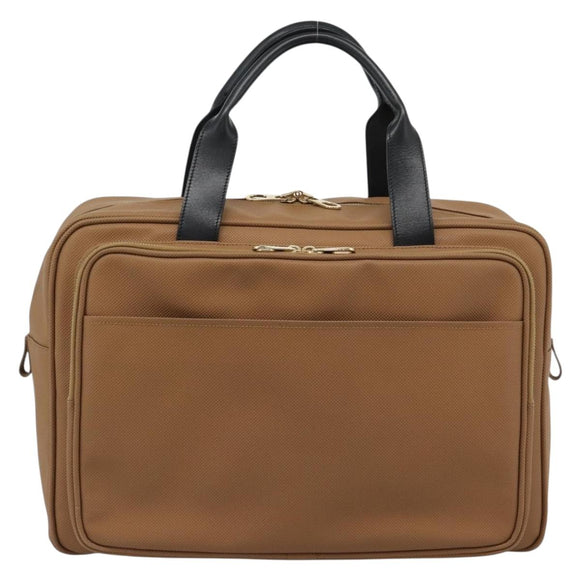 BOTTEGA VENETA Boston Bag PVC Canvas Beige Gold Auth 186272A