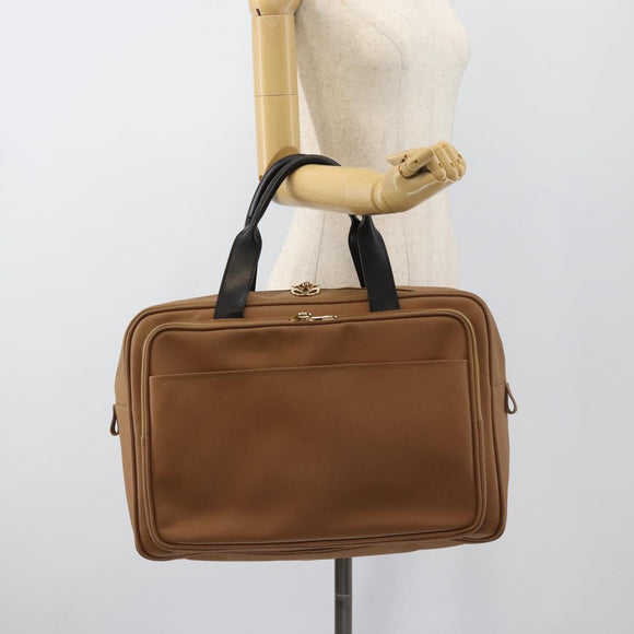 BOTTEGA VENETA Boston Bag PVC Canvas Beige Gold Auth 186272A