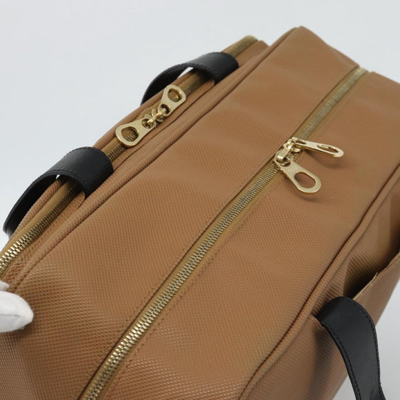 BOTTEGA VENETA Boston Bag PVC Canvas Beige Gold Auth 186272A