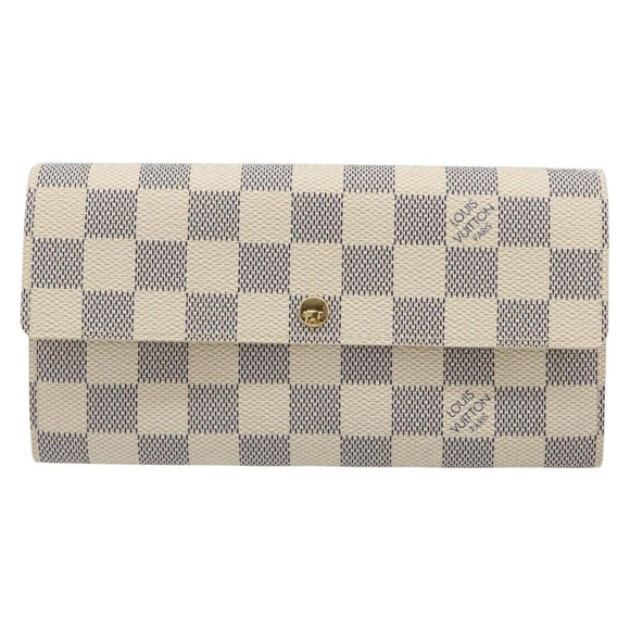 LOUIS VUITTON Damier Azur Portefeuille Sarah Long Wallet N61735 LV Auth 186278V