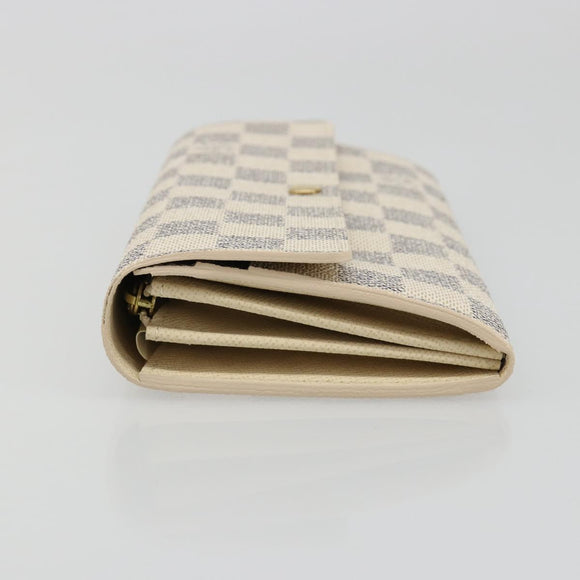 LOUIS VUITTON Damier Azur Portefeuille Sarah Long Wallet N61735 LV Auth 186278V