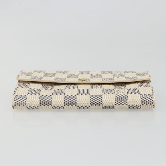LOUIS VUITTON Damier Azur Portefeuille Sarah Long Wallet N61735 LV Auth 186278V