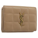 SAINT LAURENT Cassandra Wallet Leather Beige Gold Auth 186279A-1