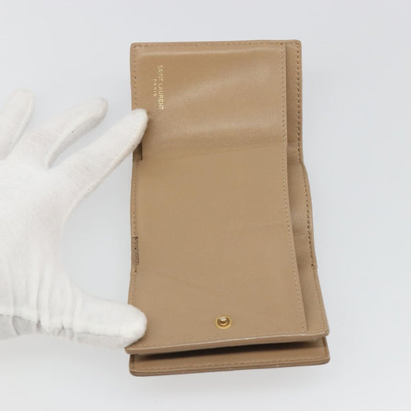 SAINT LAURENT Cassandra Wallet Leather Beige Gold Auth 186279A