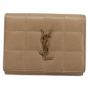 SAINT LAURENT Cassandra Wallet Leather Beige Gold Auth 186279A-13
