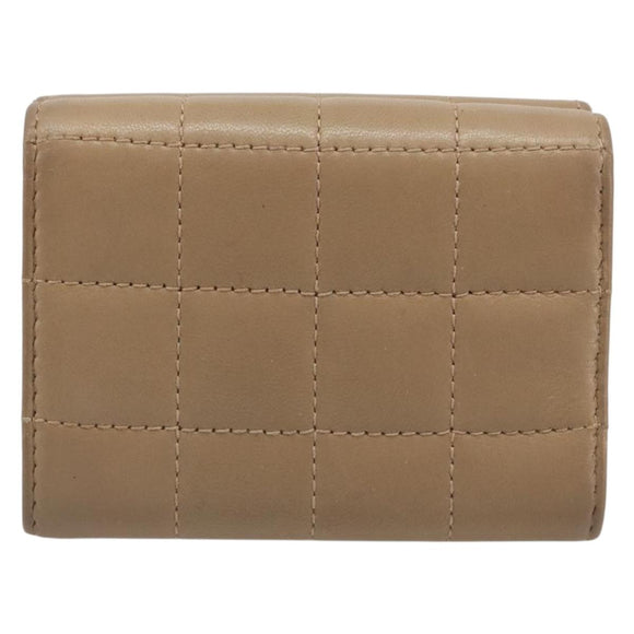 SAINT LAURENT Cassandra Wallet Leather Beige Gold Auth 186279A