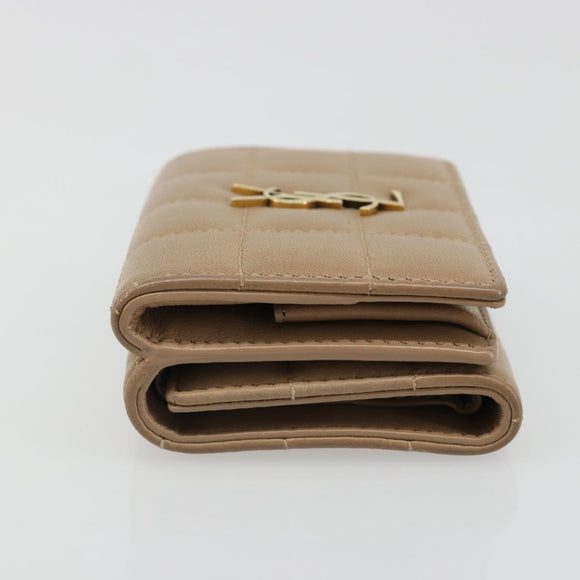 SAINT LAURENT Cassandra Wallet Leather Beige Gold Auth 186279A