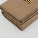 SAINT LAURENT Cassandra Wallet Leather Beige Gold Auth 186279A-14