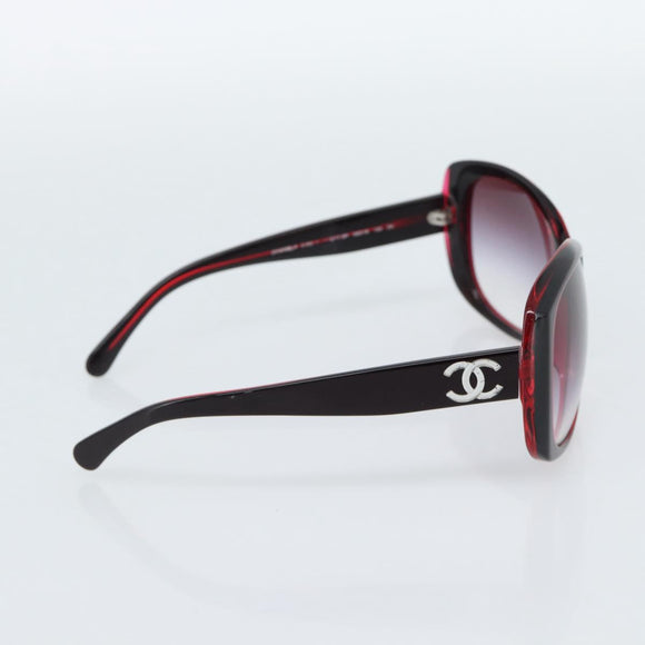 CHANEL COCO Mark Sunglasses Plastic Red CC Auth 186282M
