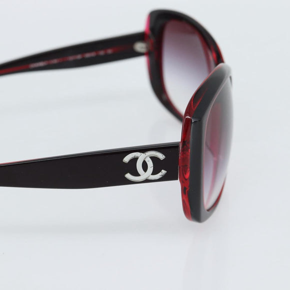 CHANEL COCO Mark Sunglasses Plastic Red CC Auth 186282M