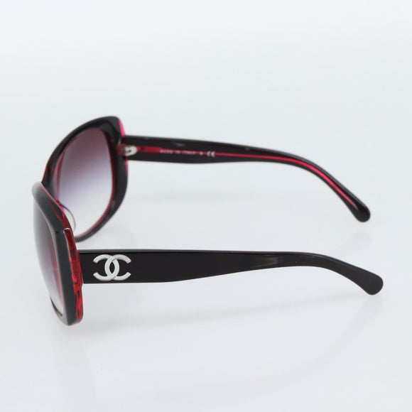 CHANEL COCO Mark Sunglasses Plastic Red CC Auth 186282M