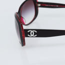 CHANEL COCO Mark Sunglasses Plastic Red CC Auth 186282M-6