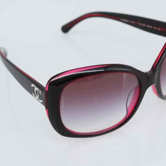 CHANEL COCO Mark Sunglasses Plastic Red CC Auth 186282M