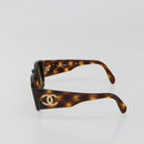 CHANEL COCO Mark Sunglasses plastic Brown CC Auth 186283-4