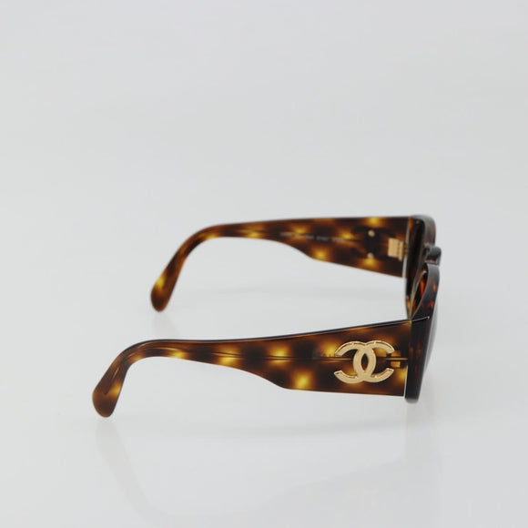 CHANEL COCO Mark Sunglasses plastic Brown CC Auth 186283
