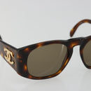 CHANEL COCO Mark Sunglasses plastic Brown CC Auth 186283-6