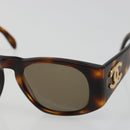 CHANEL COCO Mark Sunglasses plastic Brown CC Auth 186283-7