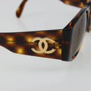 CHANEL COCO Mark Sunglasses plastic Brown CC Auth 186283-8