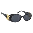 CHANEL COCO Mark Sunglasses Plastic Black Gold CC Auth 186284M-1