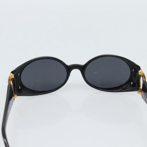 CHANEL COCO Mark Sunglasses Plastic Black Gold CC Auth 186284M