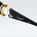 CHANEL COCO Mark Sunglasses Plastic Black Gold CC Auth 186284M-11