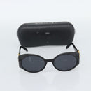 CHANEL COCO Mark Sunglasses Plastic Black Gold CC Auth 186284M-13