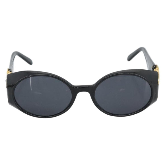CHANEL COCO Mark Sunglasses Plastic Black Gold CC Auth 186284M
