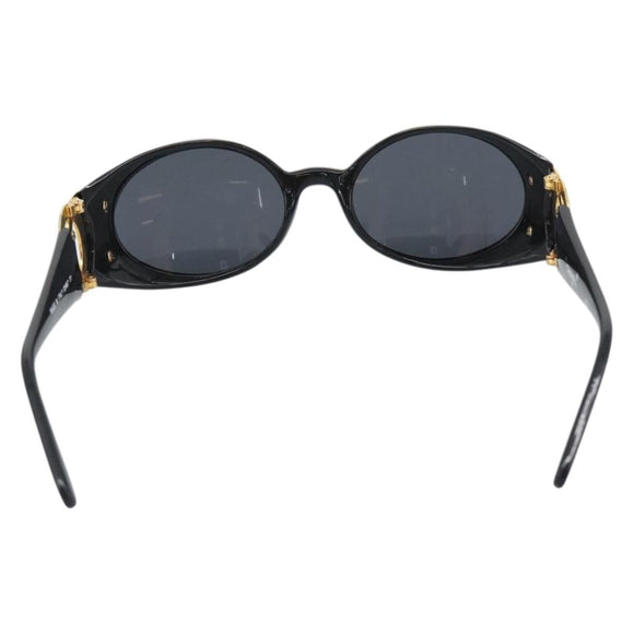CHANEL COCO Mark Sunglasses Plastic Black Gold CC Auth 186284M