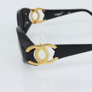 CHANEL COCO Mark Sunglasses Plastic Black Gold CC Auth 186284M-7