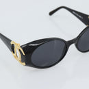 CHANEL COCO Mark Sunglasses Plastic Black Gold CC Auth 186284M-8