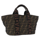 FENDI Zucca Canvas Hand Bag Black Brown Auth 186292A-1