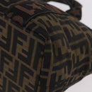 FENDI Zucca Canvas Hand Bag Black Brown Auth 186292A-14