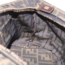 FENDI Zucca Canvas Hand Bag Black Brown Auth 186292A-18