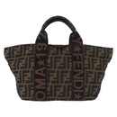 FENDI Zucca Canvas Hand Bag Black Brown Auth 186292A-13