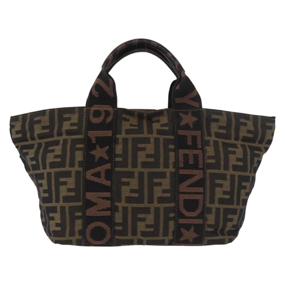 FENDI Zucca Canvas Hand Bag Black Brown Auth 186292A