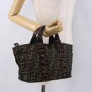 FENDI Zucca Canvas Hand Bag Black Brown Auth 186292A-20