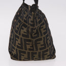 FENDI Zucca Canvas Hand Bag Black Brown Auth 186292A-3