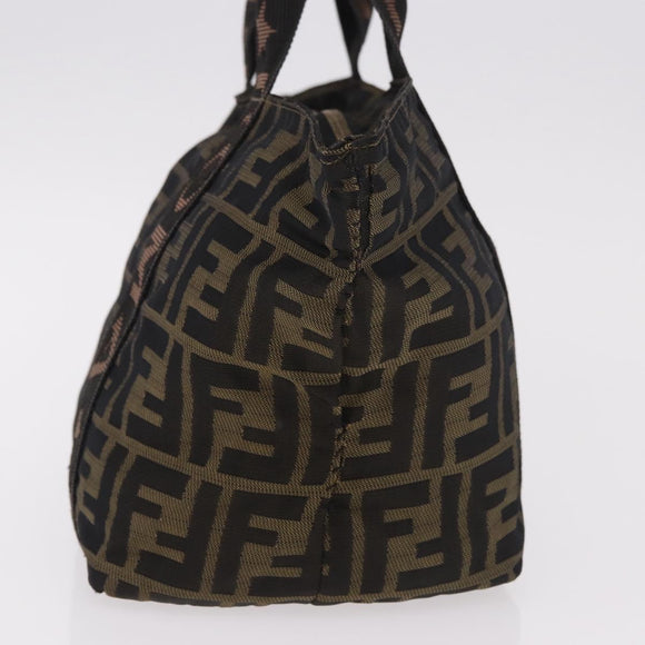FENDI Zucca Canvas Hand Bag Black Brown Auth 186292A