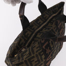 FENDI Zucca Canvas Hand Bag Black Brown Auth 186292A-6